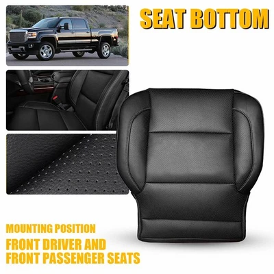 Cubierta de asiento inferior de cuero negra para Chevy Silverado 1500 2500HD 3500HD 2014-2019 Foto 1 de 4