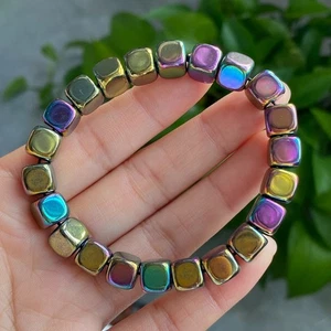 7.8mm Natural Color Terahertz Wave Gemstone Beads Bracelet - Picture 1 of 6