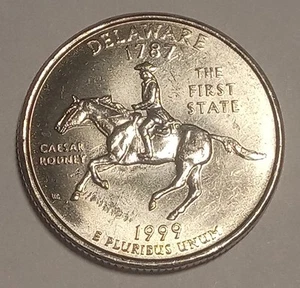 1999 P Delaware State Quarter Lightly Toned Gold - Picture 1 of 3
