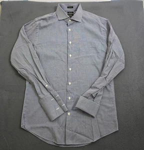 Neiman Marcus Men 34/35 16 Trim Fit Blue Button Up French Cuff Dress Shirt - Picture 1 of 13