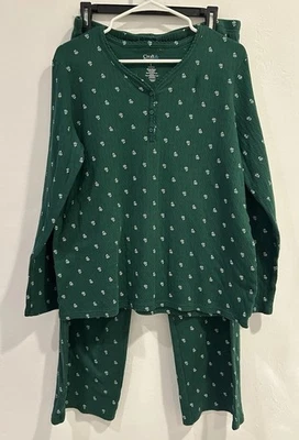 Women’s Croft & Barrow  Long Sleeve Pajama Set Green Size Large. No Pilling - Image 1 of 4
