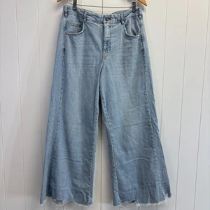 Pilcro Women's Boho Grunge Wide Leg Fray Hem Carefree Denim Jeans Size 31 Cotton - Picture 1 of 11
