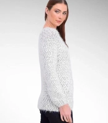 Buffalo David Bitton Women’s Blue Eyelash Knit Sweater Long Sleeve Soft NWT - Image 1 of 4