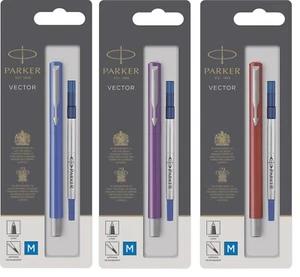 Parker Vector Medium Point Rollerball Pen Blister Pack Blue Ink - Picture 1 of 4