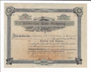 PENNSYLVANIA 189? Sovereign Land Company Stock Certificate #77 William Riddle - Picture 1 of 3