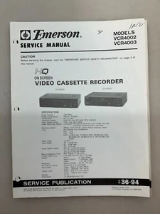 Emerson VCR4002 VCR4003 Original Service Manual Free Shipping - Picture 1 of 2