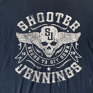 Shooter Jennings T Shirt Adult 2XL Navy Blue Short Sleeve *read description