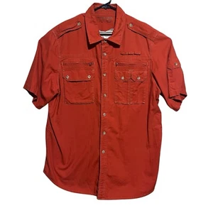 Boulder Creek Shirt Mens 2XL Utility Hiking Safari Short Sleeve Orange Pockets - Picture 1 of 8