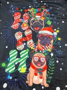 Christmas Pugs HO HO HO Sweatshirt Top Boys Size 2XL Black Silky Cute Funny Cool - Picture 1 of 14