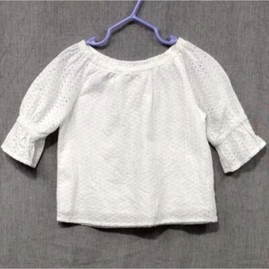 GB Girl Eyelet Cottagecore Top Girl 5 White Babydoll Casual Comfy Beach Vacation - Picture 1 of 8