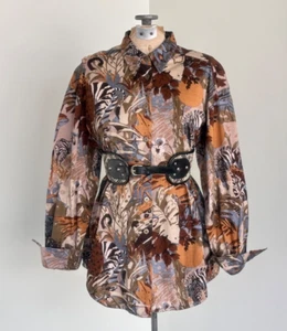 Camicia Jaeger stampa animalier donna cotone bottoni media vintage anni 90 designer - Foto 1 di 8