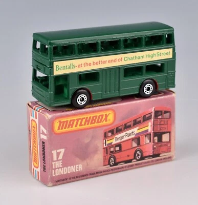 Autobús Matchbox Superfast MB17-B Londres (verde oscuro) 'Bentalls' *sin usar, en caja* Foto 1 de 3