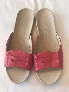 Sandalo Lands End taglia 9M rosa brevettato slip-on suola massaggio tela plantare NUOVO - Foto 1 di 10