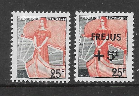 FRANCE 1959 25fr Marianne in Ship of State & Frejus o/p vf MINT MNH SG 1437&1451 - Image 1 of 1