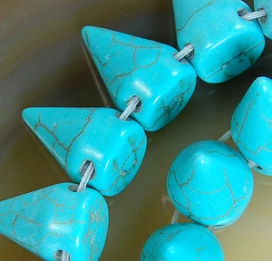 16inches 10x15mm Blue Turquoise Taper Double 2 Hole Beads - Picture 1 of 1