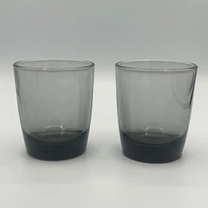 Lot Of 2 Crisa by LIBBEY GLASS Rocks Glasses VINTAGE Heavy Water Cups Smokey - Picture 1 of 6