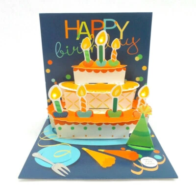 Birthday Cake Happy Birthday Card Pop Up Light Up Greeting Card Up With Paper  - Image 1 of 4