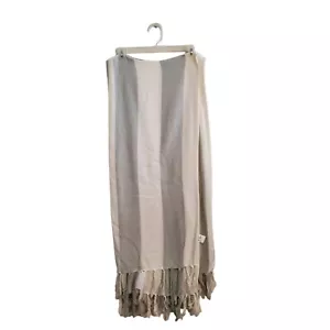 Members Mark Striped Throw Blanket 50% Cotton 50% Acrylic With Fringe - Picture 1 of 12