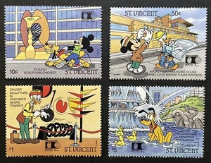 ST VINCENT WORLD COLUMBIAN STAMP EXPO 92 DISNEY STAMPS SET MNH CHICAGO LANDMARKS - Picture 1 of 1