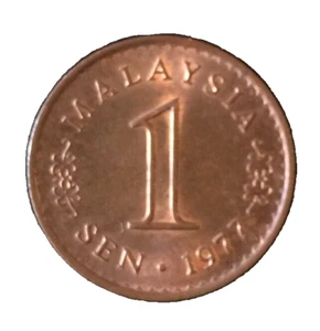 1977 Parliament 1 sen copper Coin nice grade Red Bu - Picture 1 of 2