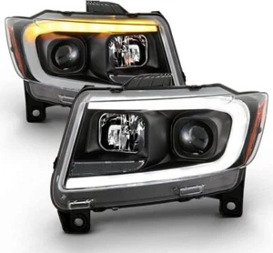 FOR 2011-2013 Jeep Grand Cherokee Switchback LED DRL Sequential Headlights - Picture 1 of 7