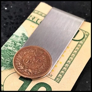 New Credit Card Money Clip Wallet Antique Indian Head Penny Tails Coin 1 Cent - Picture 1 of 5