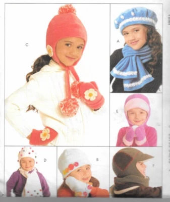 McCall's M5772 Boys’ & Girls’ Winter Hats Scarves & Mittens FUN  Sz S-M-L UNCUT - Image 1 of 4