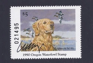 OREGON OR7 WATERFOWL DUCK STAMP 1990 MNH OG MNH ARTIST SIGNED - Picture 1 of 1