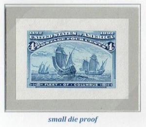 US 1893 COLUMBIAN ISSUE 4C ROOSEVELT SMALL DIE PROOF #233P2 VF RARE - Picture 1 of 1