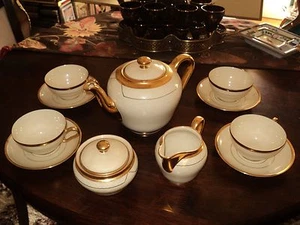 VINTAGE 50er THOMAS ROSENTHAL PORZELLAN ELFENBEIN GOLD TEESERVICE FÜR 4*MADE IN GERMANY - Bild 1 von 5