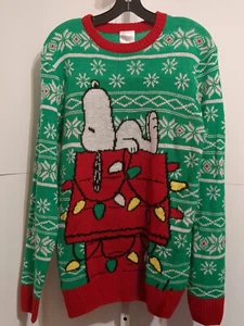 Peanuts Snoopy Green Christmas Sweater Unisex M/M (38-40) - Picture 1 of 6