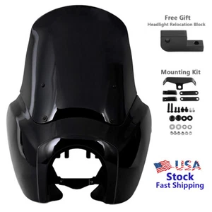 Front Headlight Fairing Mask W/ 15'' Windscreen For Harley Dyna FXDXT T-Sport - Bild 1 von 8