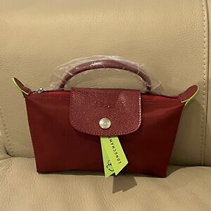 Longchamp Le Pliage  Mini Pouch with Handle Classic RED Recycled Canvas