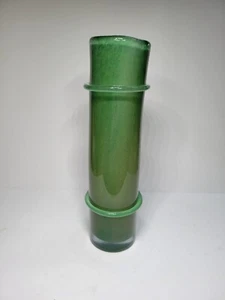 Henry Dean of Belgium Jade Green Bamboo Vase Signed Art Glass 12 inch - Picture 1 of 12