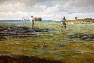 BAFFIN David Drinkard Giclee Canvas Wade Fishing Baffin Bay New Release - Picture 1 of 1