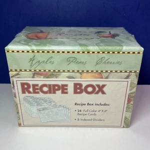 Martin Designs Ltd. 2002 vintage Caja de recetas fruta impresión integral con 24 tarjetas NUEVO - Imagen 1 de 7