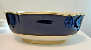 Pickard Oval Footed Serving Bowl Cobalt Blue, Ivory & 24k Gold China - Picture 1 of 15
