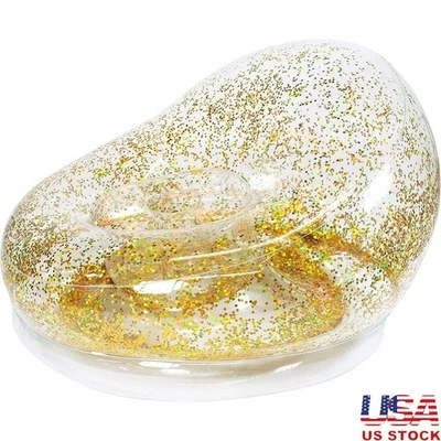 Inflatable Glitter Chair Soft Plush Indoor Outdoor Fun Blow Dryer Adapter New - Image 1 of 4