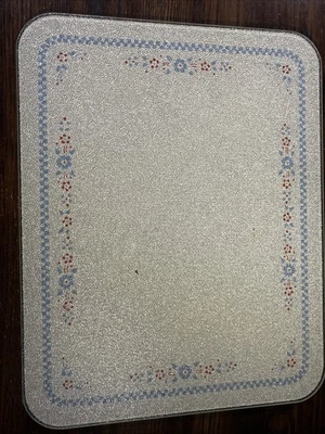 Vintage 15x12” Glass Cutting Board Blue Floral Farmhouse Decor - Image 1 of 4