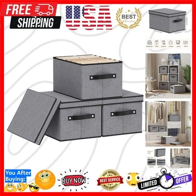Luxury Linen Closet Organizers, Gray Storage Boxes in 3-Pack, 7.1x9.1x13in - Image 1 of 4