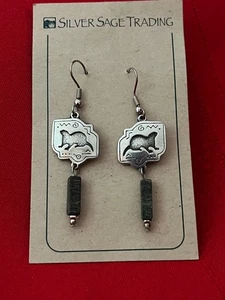 Vintage echt indisch Handarbeit Silber Ohrringe Biber Stein Hänger - Bild 1 von 4
