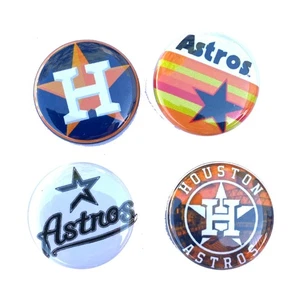 Houston Astros Baseball Team - 1" inch Button Set x4 Lock Pin - Picture 1 of 2