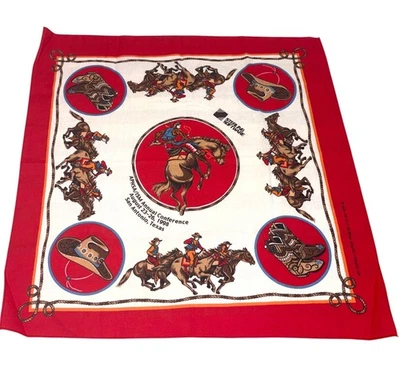 复古西部牛仔 Rodeo 印花头巾方靴 马 美国制造 90 年代 德克萨斯州 — 第 1/4 张图片