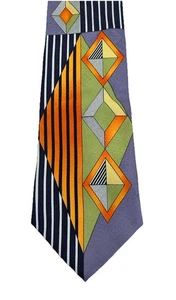 Pierre Balmain Geometric Art Deco Pattern Extra Long Tie Necktie EUC - Picture 1 of 3