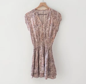 Rails Karla Smocked Mini Pink Watercolor Snake Print  Dress Size XS - Picture 1 of 7
