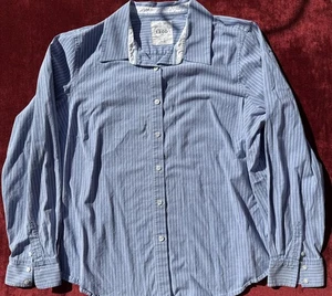 Women’s Izod 2X Button Up Long Sleeve Shirt Blue With White Pin Stripes - Picture 1 of 7