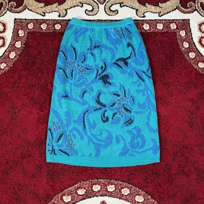 Falda Tejida Floral Christian Dior Vintage Años 70-80 Separada Talla S Cintura Elástica Foto 1 de 4