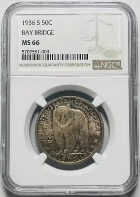 1936 S Classic Commemorative San Francisco - Oakland Bay Bridge NGC MS-66 - Image 1 of 2