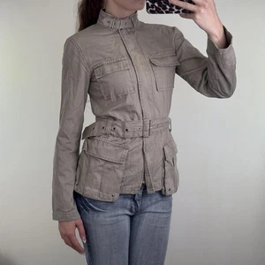 Y2K vintage lightweight zip up jacket with belt high neck buckle utility archive - Picture 1 of 10