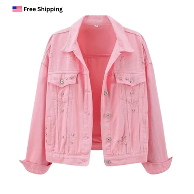 Jaqueta jeans LifeShe feminina strass jaqueta jeans casual cintilante casacos - Imagem 1 de 4
